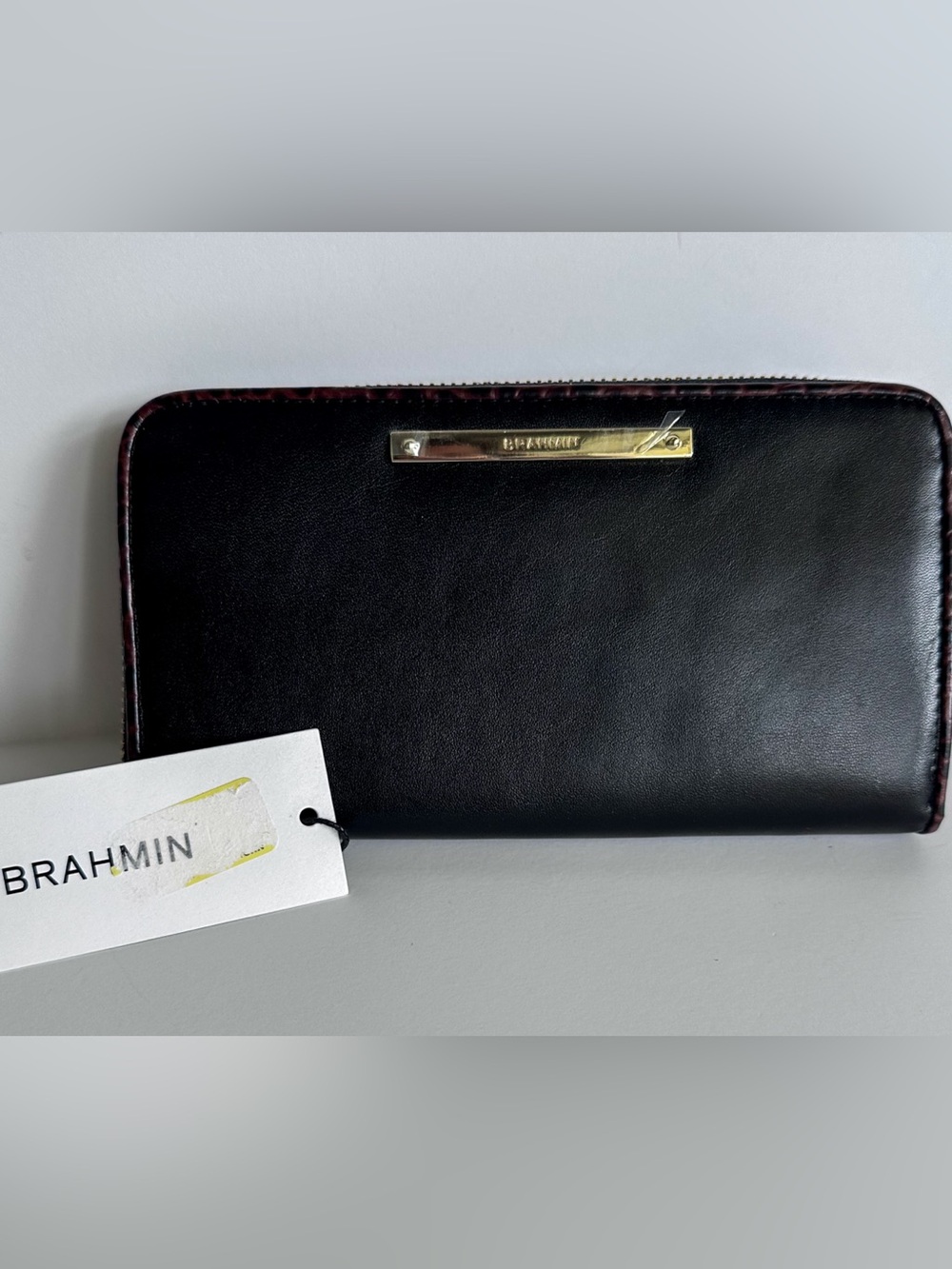 Brahmin Suri Wallet Tuscan Black Leather with Brown Croc Trim | NWT